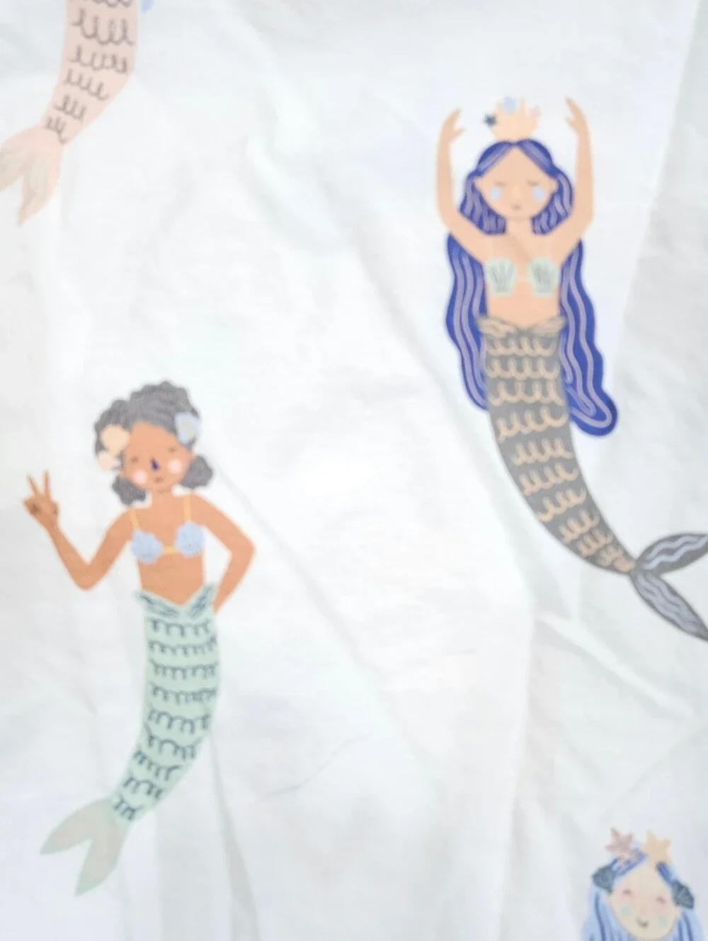 Crate & Kids Kaia Mermaid FULL Fitted Sheet & 2 STD Pillowcases Organic Cotton